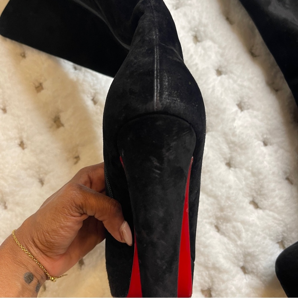 Christian Louboutin Black Heeled Boots with Red Soles - Picture 10 of 15